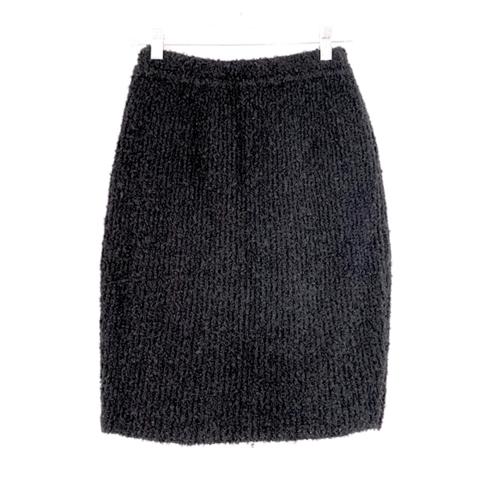 Vintage 90s Benelton Fuzzy Pencil Skirt Small Mohair Wool Blend Back Zip Detail